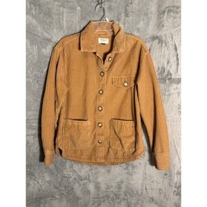 American Eagle Women Tan Corduroy Button Down Shirt Jacket Tan Camel Medium